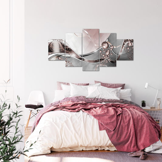 Runa Art - Abstract Artwork 200 x 100 cm 5 Piece XXL Wall Decoration Design Grey Pink 109151a