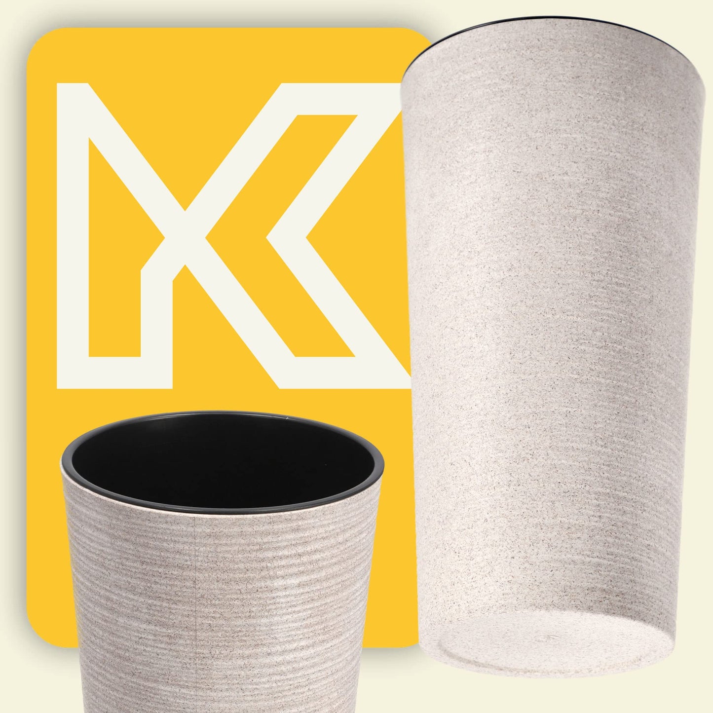 KADAX Plant Pot with Inner Pot Cream Ø 30 cm, Height 57.5 cm - Modern plant pot with insert, made of durable plastic for indoor and outdoor use, ideal for living room, balcony, office.