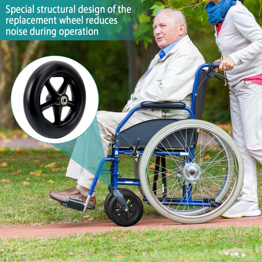 200mm Solid Replacement Wheels-2 pieces Replacement Wheel Walker Front Wheels, Non-Slip & Shock Absorption, Replacement Wheel for Wheelchairs-8mm Bearing Inner Diameter For Wheelchairs, Walkers, Crutches, Wheel Replacement