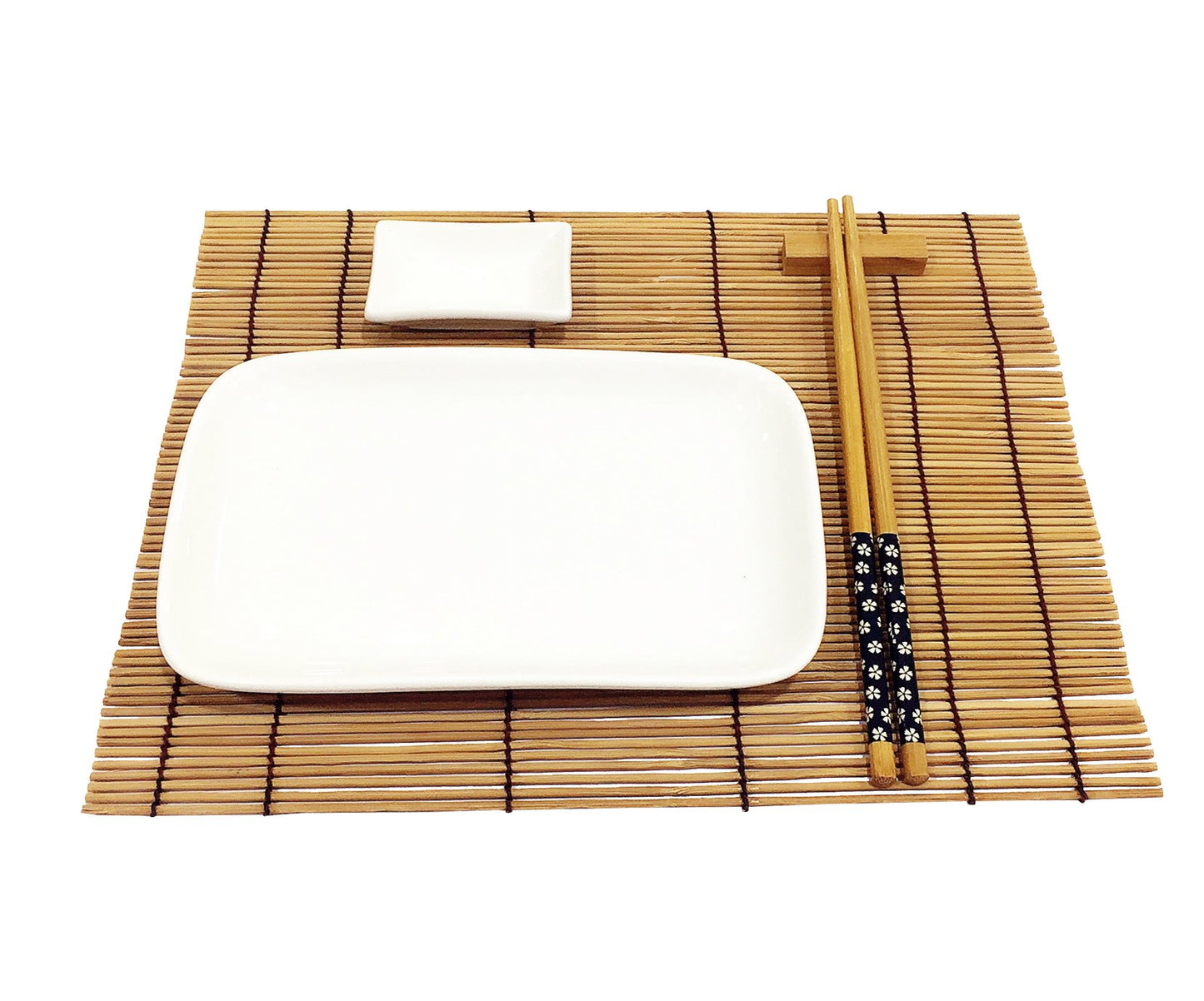 Exact EX-SG 10 Piece Sushi Set - 2 x Sushi Plates, 2 x Dip Bowls, 2 x Bamboo Sushi Rolling Mats, 2 x Bamboo Chopstick Rests, 2 Chopstick Sets - Beautifully presented in a gift box.