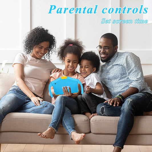 okulaku Kids Tablet 7 Inch Android Tablet for Kids Toddler 32GB Dual Camera Bluetooth Eye Protection Child Tablet from 3 with Child-Friendly Case Kids Tablet YouTube (Blue)