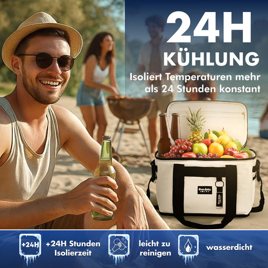 Five Dots Cooler Bag large 30l +24h cooling for shopping perfect for car & work - Insulated Cooler Bag Thermos Bag Lunch Bag & Picnic Bag - Large Cooler Bag - Men's Lunch Bag - Lunch Bag