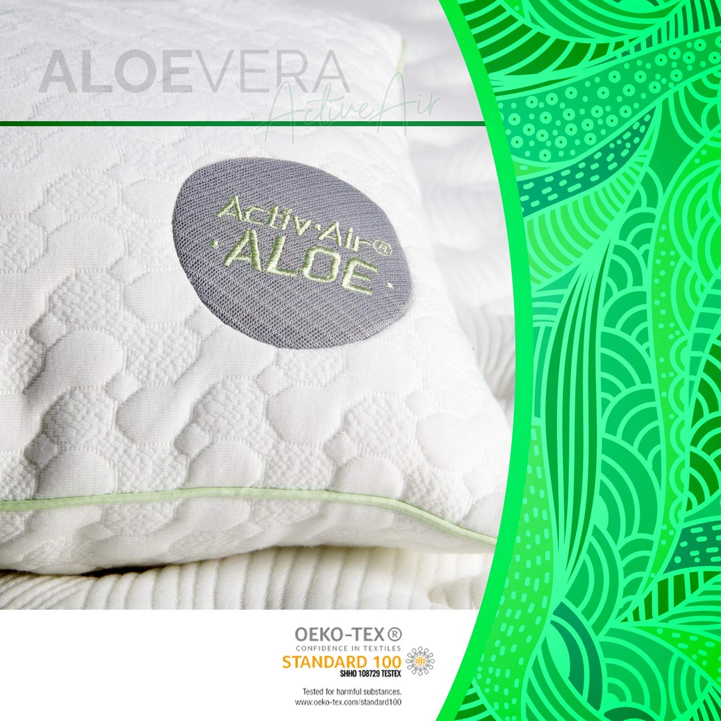 Pillow 40 x 80 Aloe Vera - Cool in summer, warm in winter - No.1. Side sleeper pillow with soothing effect - Very breathable.