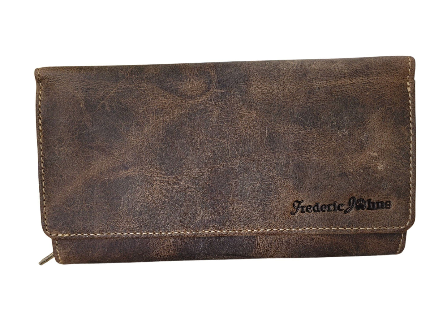 Frédéric John's wallet with coin and bill compartments - 8 separate compartments - Euro sorter - bill compartment - leather gift idea (Brown, XL)