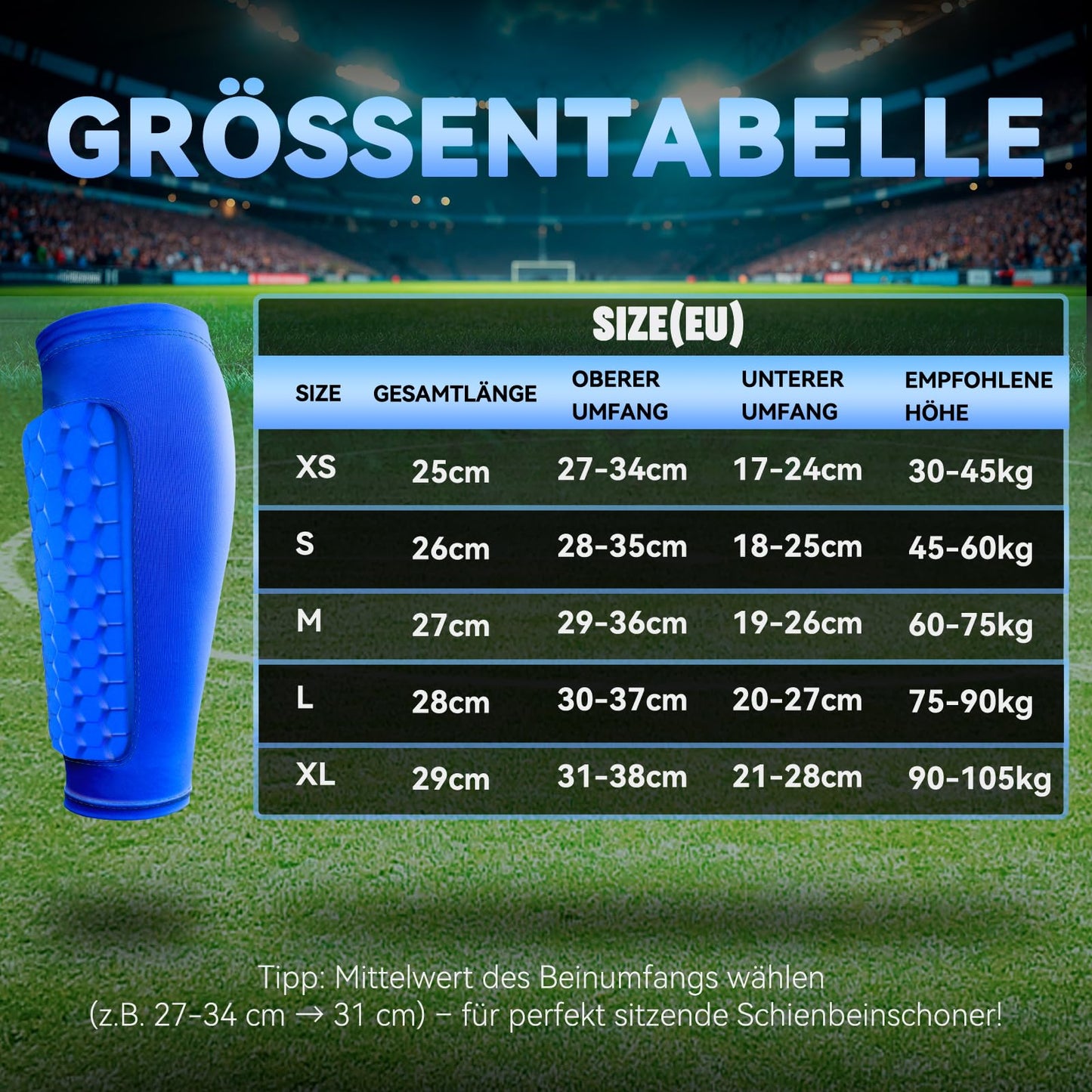 Shin guards for kids soccer - breathable & non-slip shin guards for men's soccer. Developed for young soccer players (72g/1 pair)