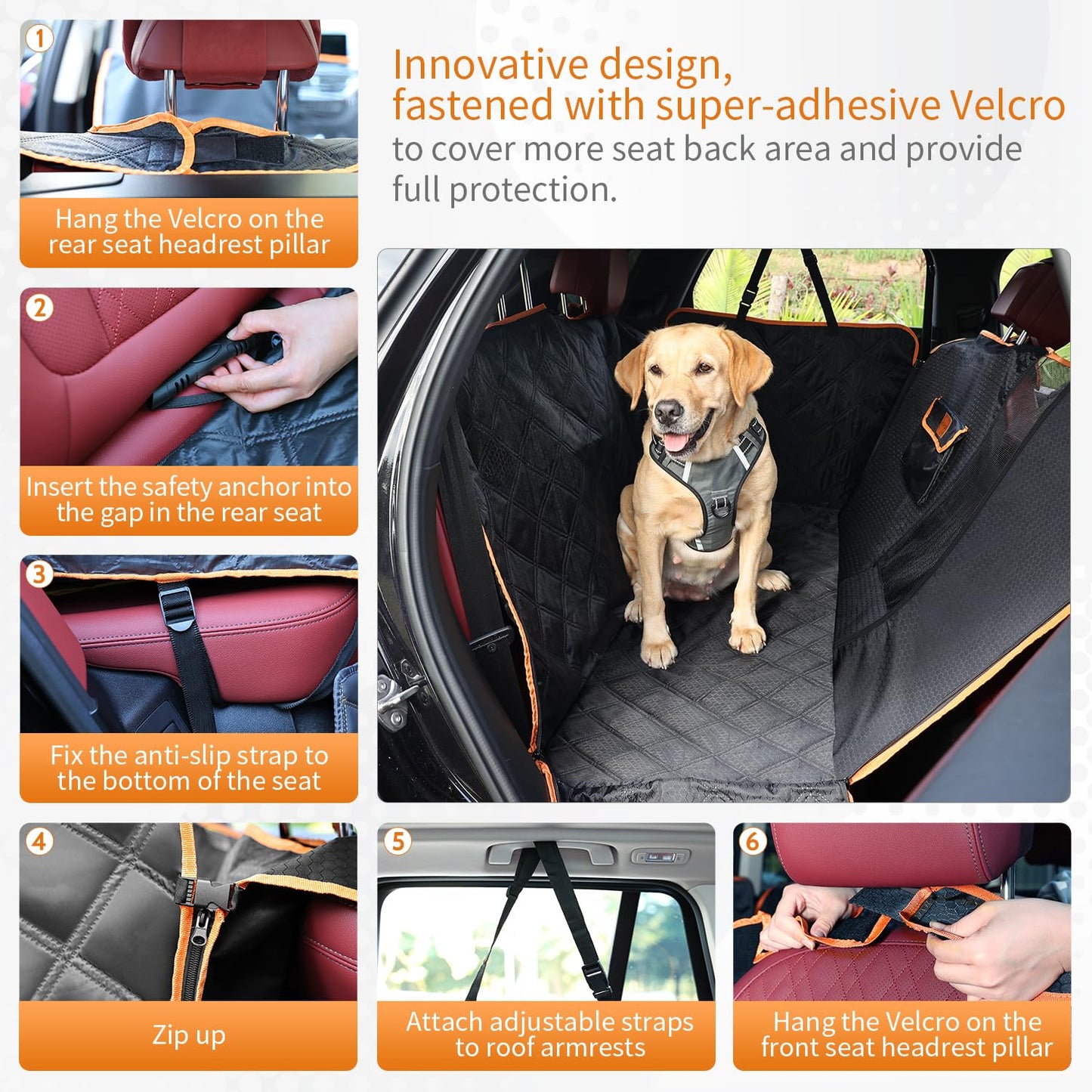 KYG dog blanket car back seat car seat cover dog rear seat waterproof & scratch-resistant car dog blanket back seat for cars and SUVs with side protection and window 135x175cm.