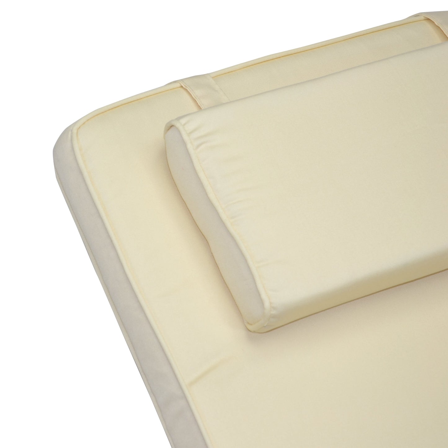 High-quality seat cushion for deck chair steamer wooden lounger reclining chair folding chair sun lounger, removable footrest, thick comfortable water-repellent washable, cream