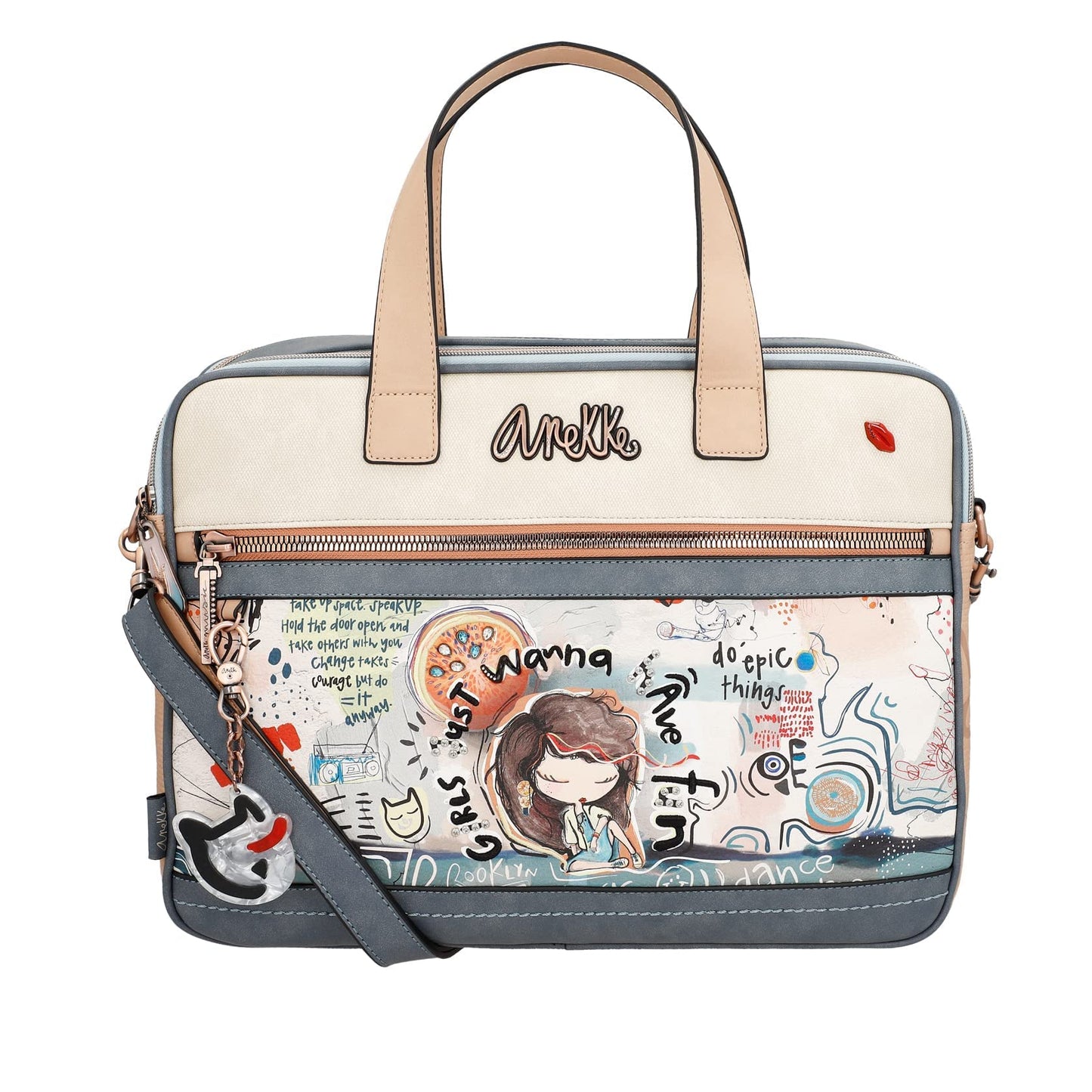 Anekke document bag collection Fun&Music made of faux leather with 2 handles and shoulder strap Dimensions 40 x 30 x 9 cm