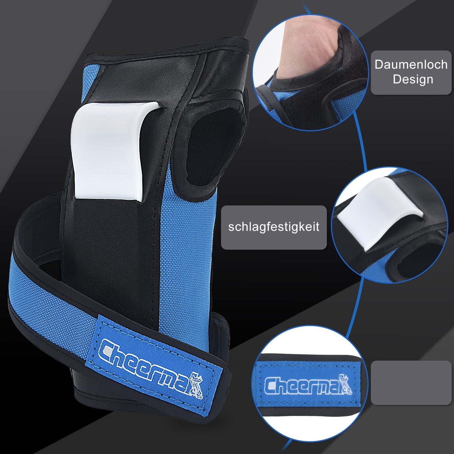 Inline Skate Pads Set for Kids 3-18 years - 6 in 1 Professional Protection Set with 2 knee pads, 2 elbow pads, and 2 wrist guards, perfect for skateboarding, rollerblading, skiing, or biking.