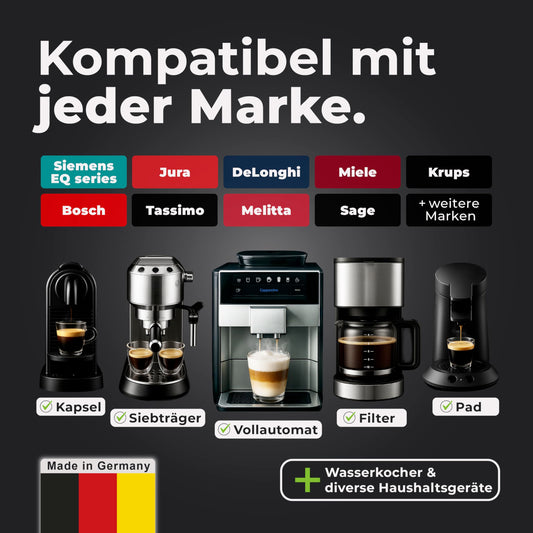 CLENESSO descaling tablets for coffee machines (50 pcs) - Descaler coffee machine tabs compatible with Siemens EQ series, Jura, Krups, Delonghi, Philips, Miele, Tassimo, Nespresso, and more.