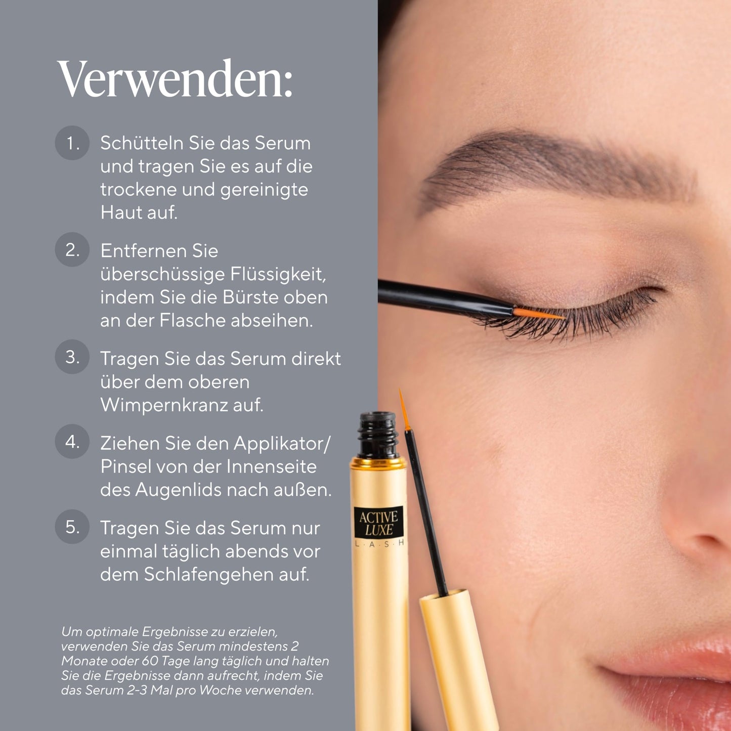 Active Luxe Eyelash Serum - Eyelash Serum for Fast Growth & Dense Lashes - Hormone-free, Vegan & Clinically Tested - 1.5 ml