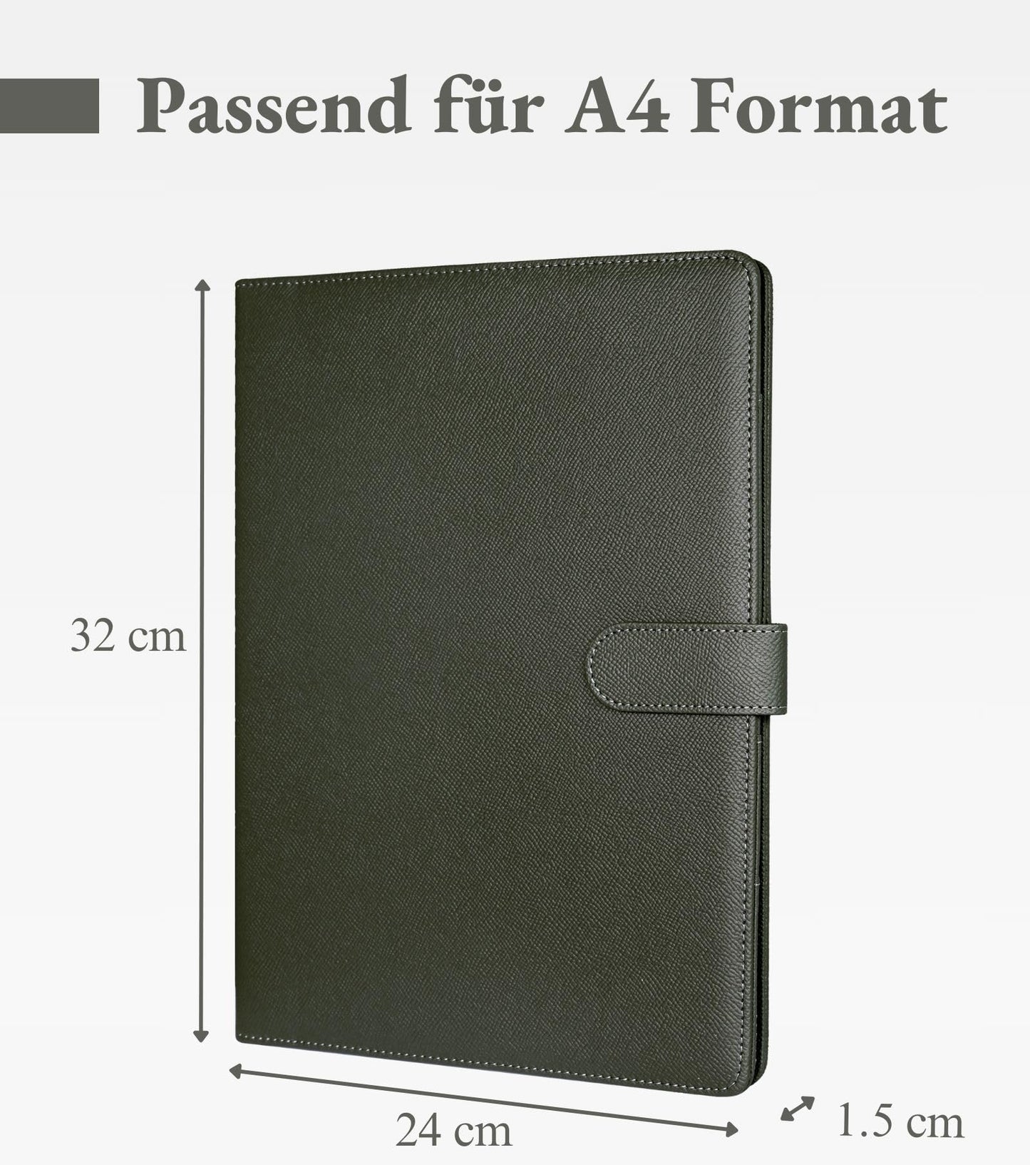 MyMazn A4 Clipboard with Cover, A4 Folder Writing Pad Clipboard Folder, PU Leather A4 Conference Folder with Document Pockets, Pen Holder, and Magnetic Closure (Olive Green)