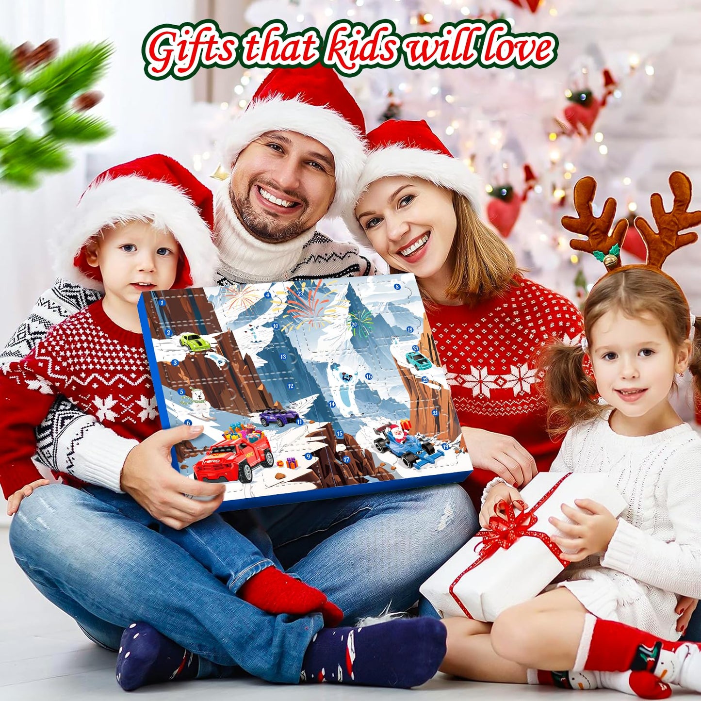 Advent calendar 2024, Kids Pull Back Cars Toy, Sports Car Rally Car Race Toy, 24 day Christmas calendar gift for 3-12 year old boys girls