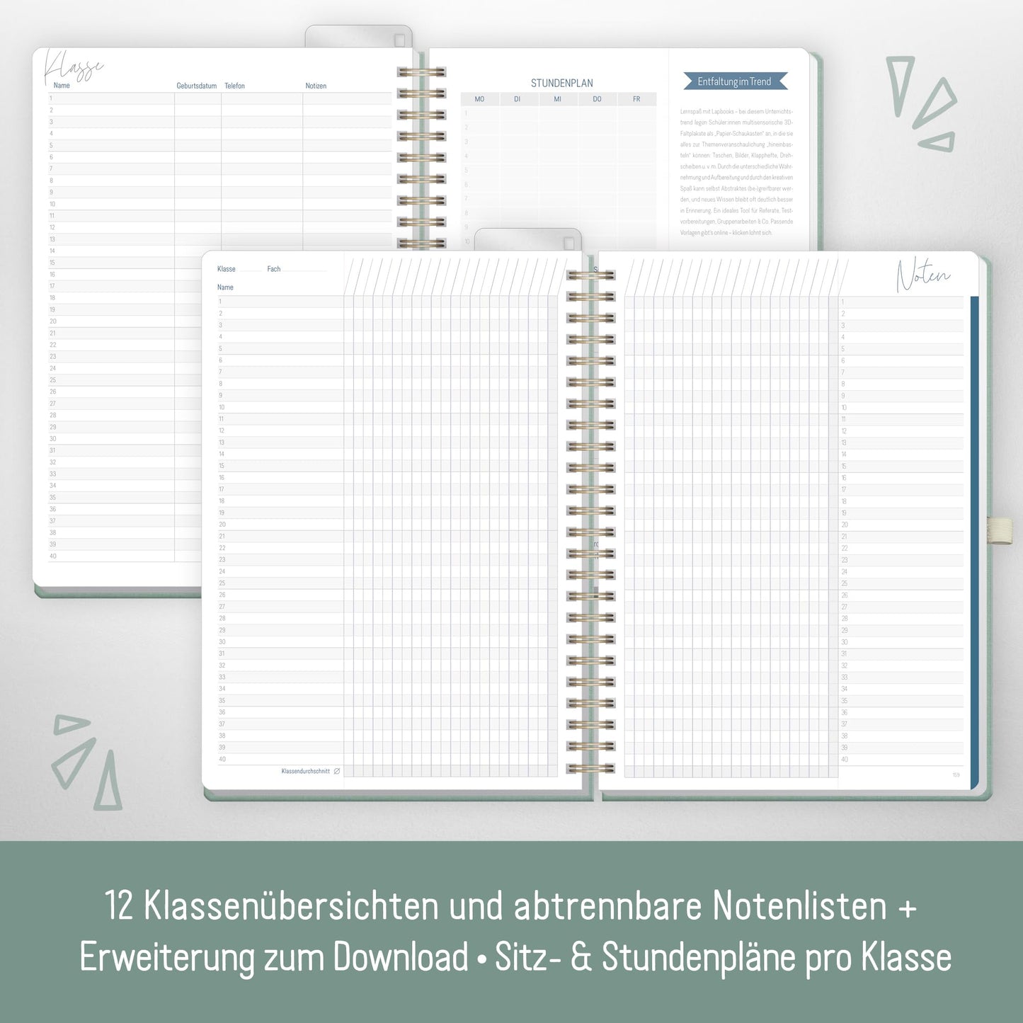 Häfft® Teacher Planner 2025/2026 A4 + Deluxe "Green Canvas" Hardcover Teacher Planner, large school year planner with spiral binding, school planner - sustainable & environmentally friendly.