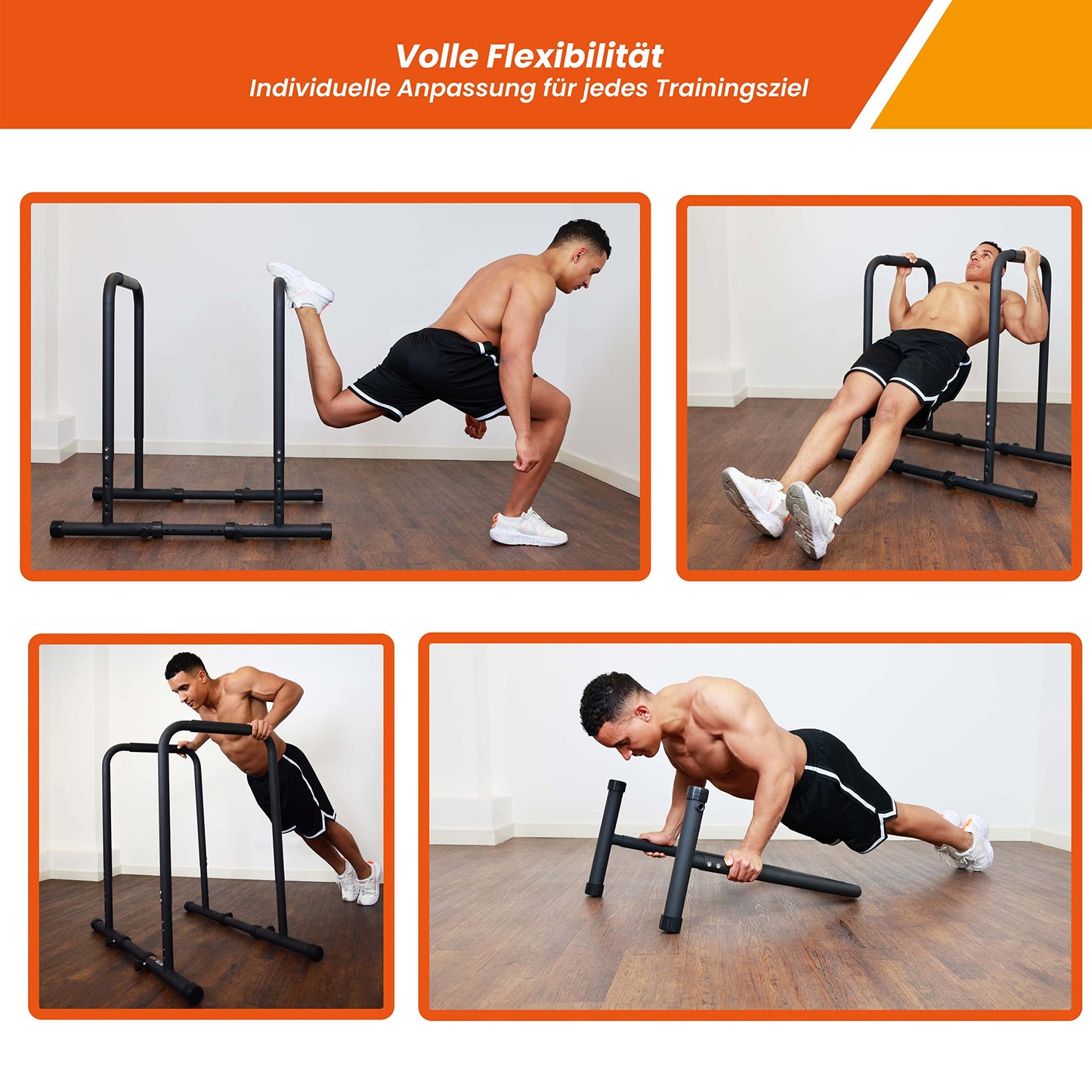 DH FitLife Dip Bars | Dip Station | Home Gym Workout Equipment | Parallettes Calisthenics Training Gear | Strength Training Bars adjustable from 80-100 cm