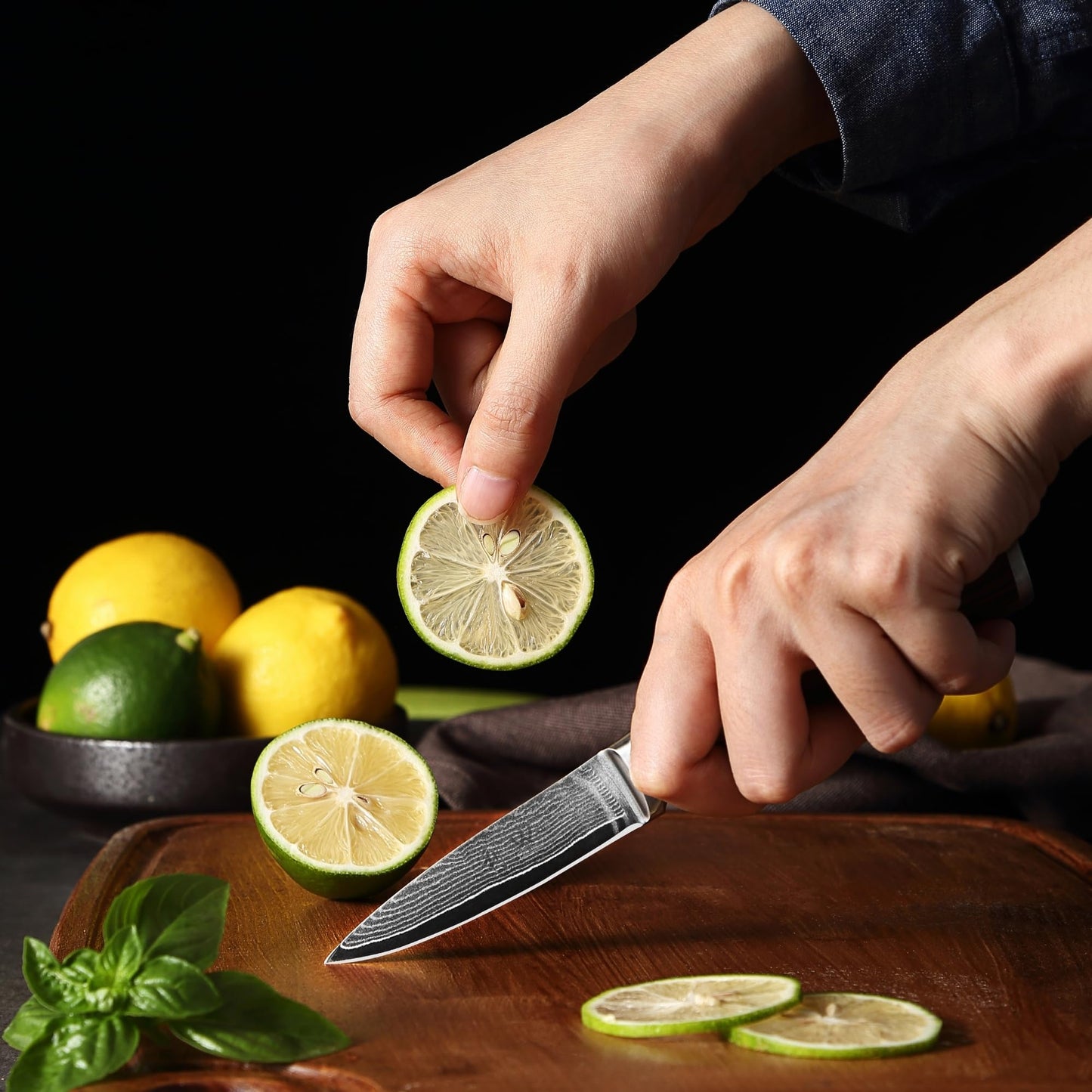 Wakoli EDIB Damascus knife vegetable knife 8.5cm - Sharp office & peeling knife made of 67 layers of Damascus steel with VG10 core and Pakkawood handle - Small kitchen knife for vegetables & fruits - Gift idea