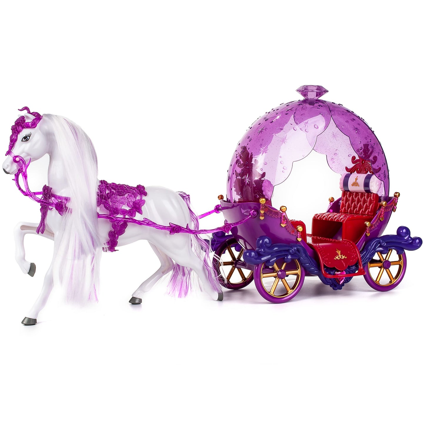 Doll carriage with horse & doll - purple for Barbie dolls - Steffi Love - LOL Surprise toy doll - Princess horse carriage - fairytale carriage.
