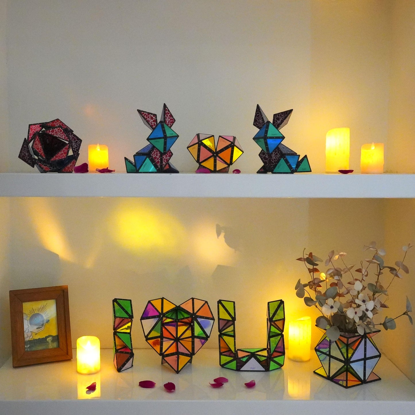 TOSY Magnet Pyramid - 1 cube transforms into 1 billion shapes, 243 magnets, glowing, spinner accessories, puzzle toy, Easter/Valentine's/Birthday gift, Set 1 Stone 1 Glow