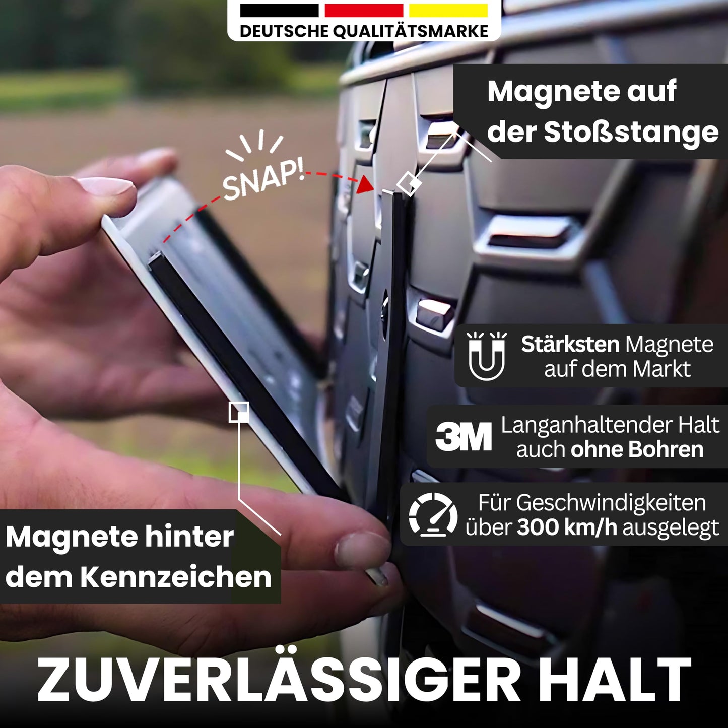 Ivality Magnetic License Plate Holder for 2 Plates, Invisible Frameless Magnetic License Plate Holder for Car, Interchangeable License Plate Holder for Austria, Road Legal, TÜV tested up to 350 km/h.