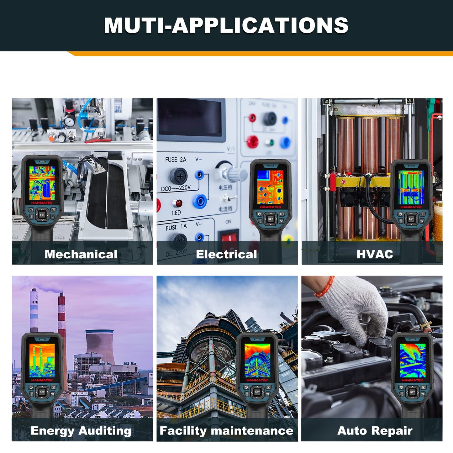 Infrared thermal imaging camera HANMATEK Ti120, resolution of 120 x 90 pixels, temperature range -20°C to +400°C, Professional thermal imaging camera ± 2% accuracy of the measurement value.
