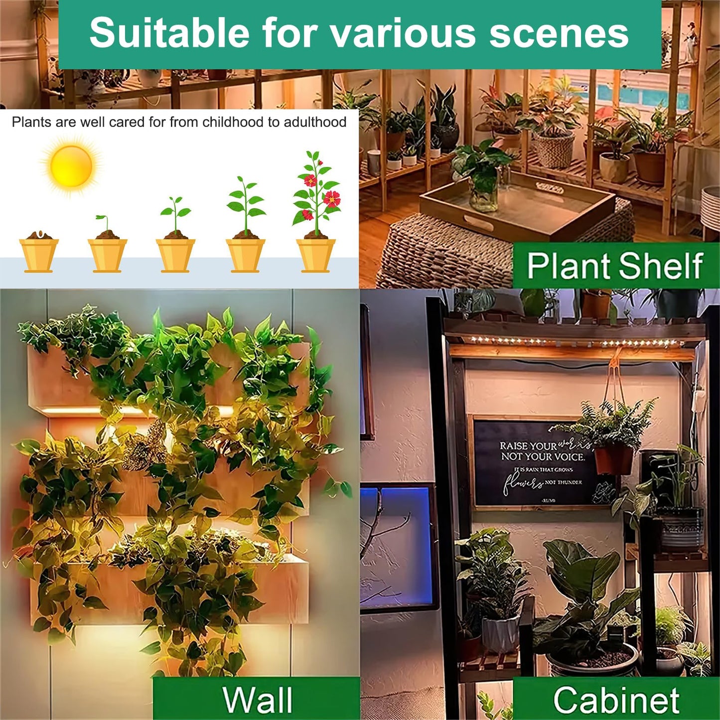 idudu 4-Pack Plant Lamp LED Full Spectrum, Plant Light with 540 LEDs, Plant Growth Light for Indoor Plants Grow Light with Timer, 10 Levels of Brightness
