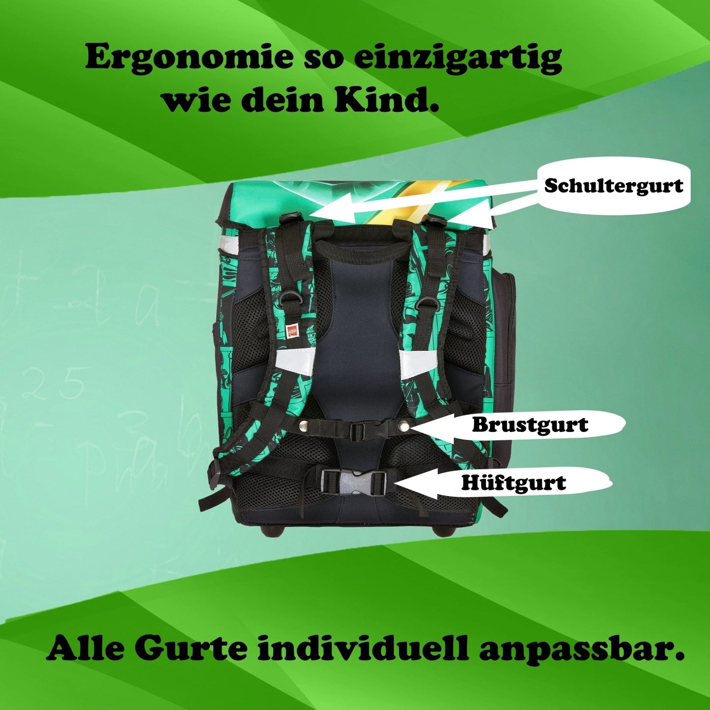 Familando Ninjago school bag set for boys with school cone 85 cm and gym bag - ergonomic, sturdy - 16 L volume, water repellent - With chest and hip belt - Complete set for 1st grade elementary school.