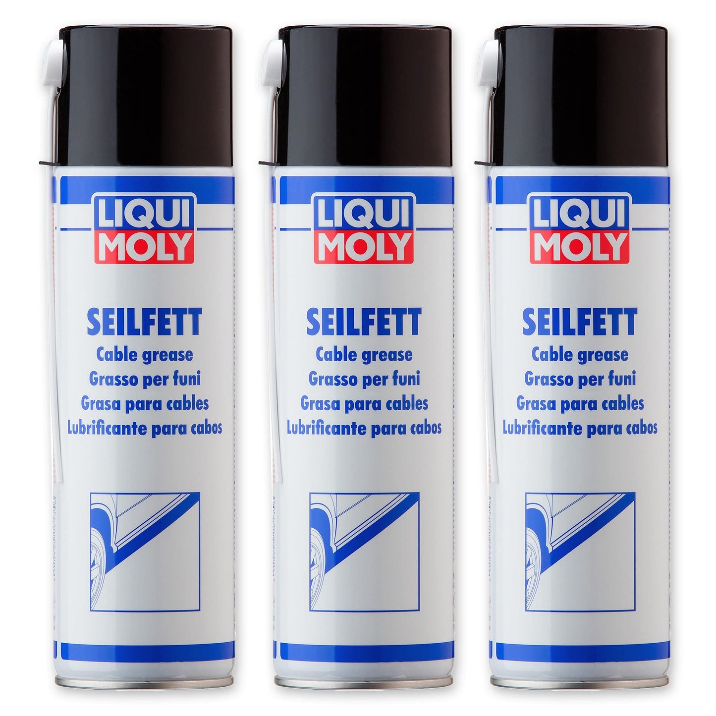 3x LIQUI MOLY 6135 Cable Grease Spray Cavity Sealing Can Aerosol 500ml