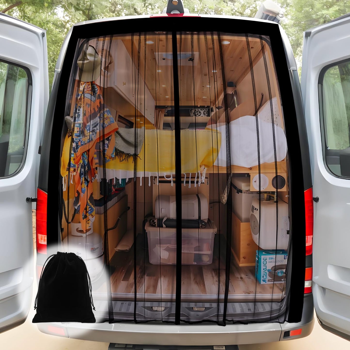 Magnetic Van Insect Screen for,Car Window Insect Net Universal Magnets Mosquito Nets, Center Magnet Closure RVs,Side Door/Trunk Camping Ventilation Mosquito Nets 210 * 150cm