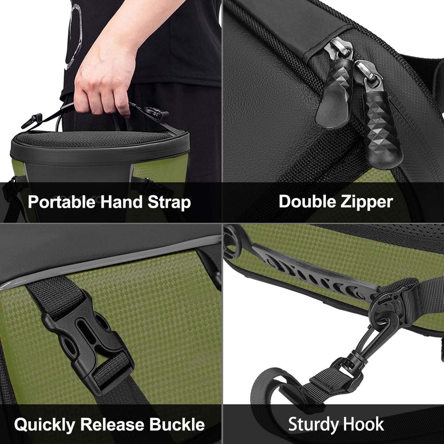 MOSISO Motorcycle Tail Bag, Multifunctional Waterproof Polyester Storage Saddle Bag, 10L Outdoor Sport Motorcycle Rear Seat Lightweight Tank Bag Tool Bag with Shoulder Strap, Army Green.