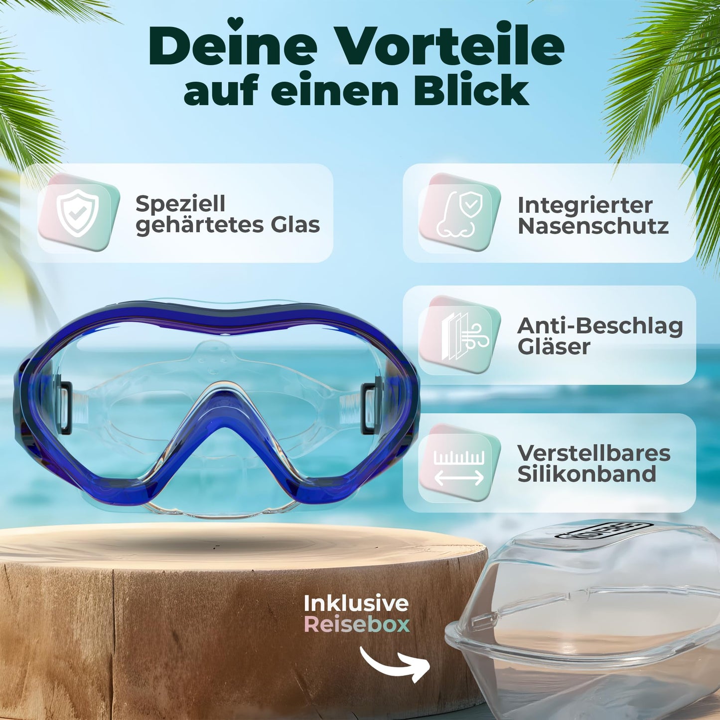 Kidverse Kids Diving Mask with Nose - Panoramic Kids Diving Mask - Swim Goggles with Nose for Girls & Boys - Waterproof Child Diving Mask