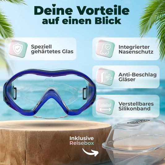 Kidverse Kids Diving Mask with Nose - Panoramic Kids Diving Mask - Swim Goggles with Nose for Girls & Boys - Waterproof Child Diving Mask