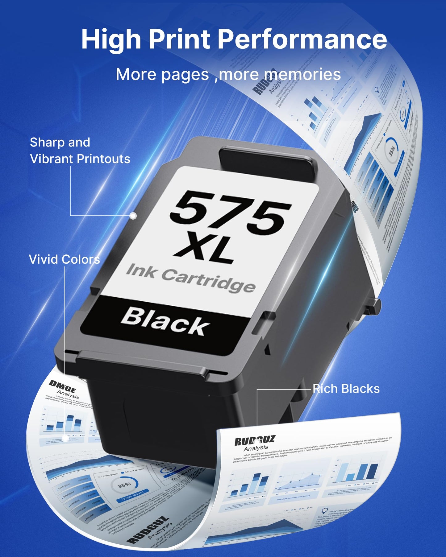 Ink cartridges 575 XL PG-575XL Compatible for Canon 575 Black PG 575 XL 575XL PG575 PG 575 Cartridges for Canon TS3550i TR4750i TS3551i TR4751i TR4755i TR4756i TS3750i (1-Pack, Black)
