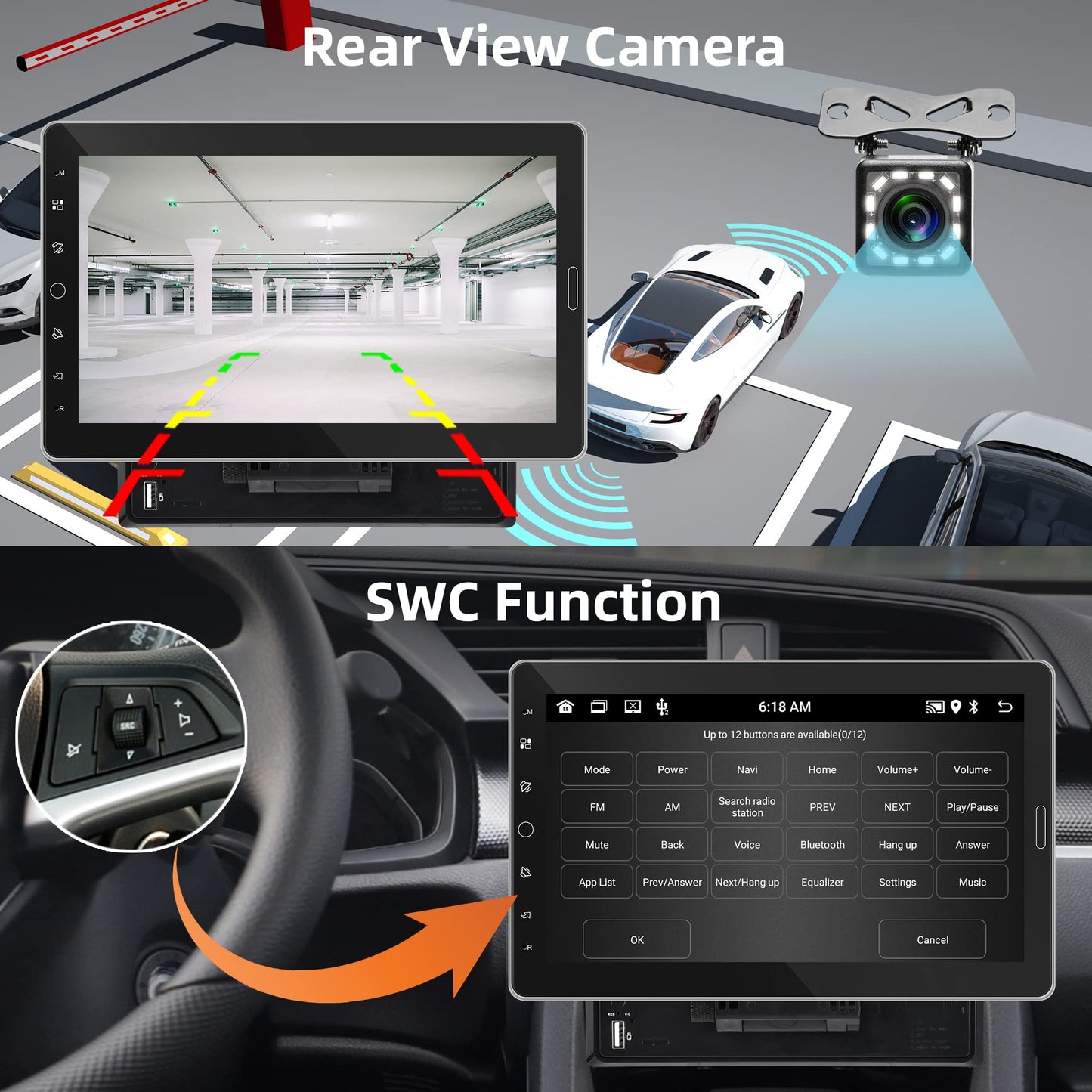 Android 13 car radio 1 Din with GPS navigation WiFi Bluetooth hands-free calling 10.1 inch detachable touchscreen car radio with Mirror Link Bluetooth FM/RDS/EQ/DAB/OBD/DVR steering wheel control backup camera