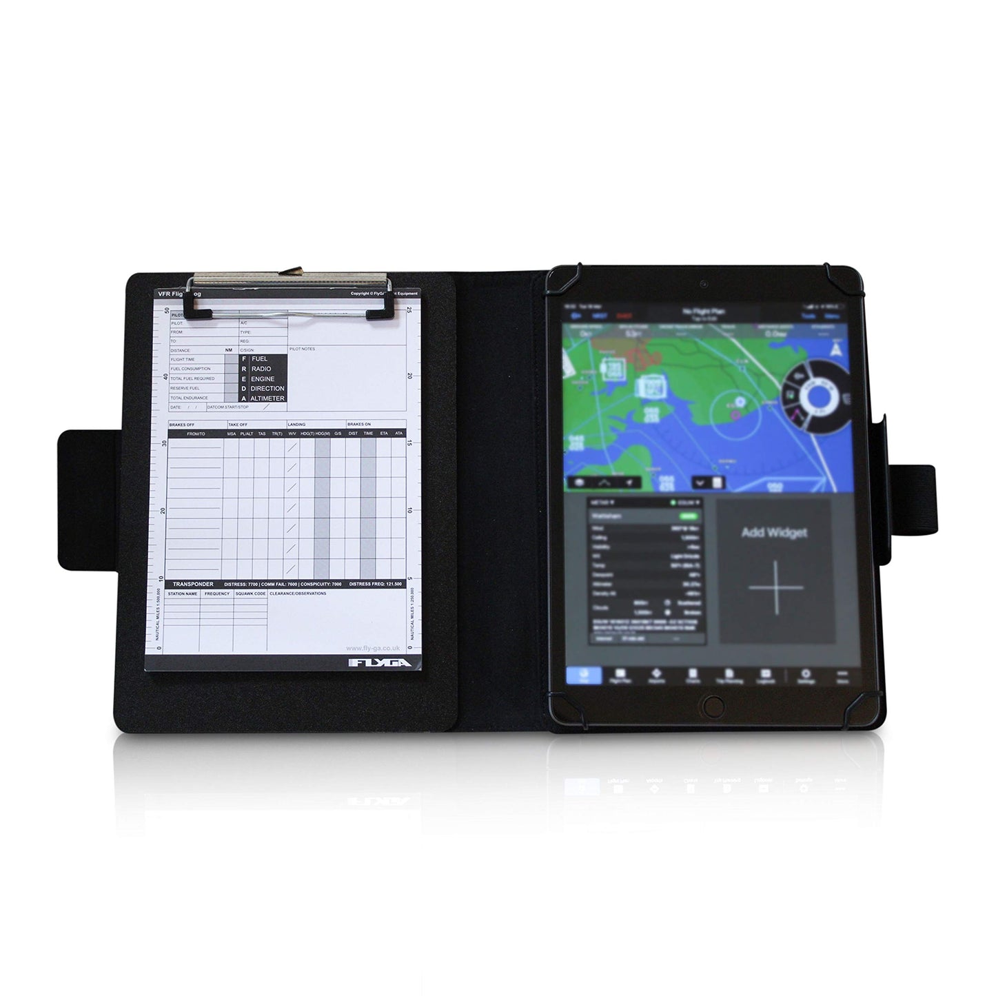 FlyGA Rotating Kneeboard - for aviation pilots - adjustable for iPad/Air/Mini/9.7 & tablet computers