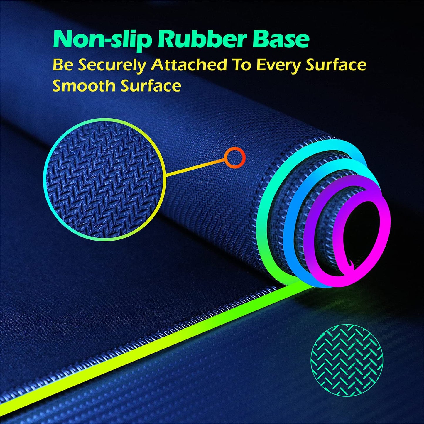 RGB Gaming Mousepad with 15W Qi Mousepad LED, 10 lighting modes and 15W fast charging Qi wireless charging for iPhone, headphones, waterproof, non-slip for gaming, desks, PC, and office.