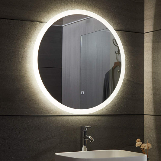 Aquamarin® LED bathroom mirror - Round 60/70/80 cm, Fog-free, Dimmable, Energy-saving, Touch, 3000-7000K, Model selection bathroom mirror, LED mirror, Light mirror, Wall mirror (Ø 70cm)