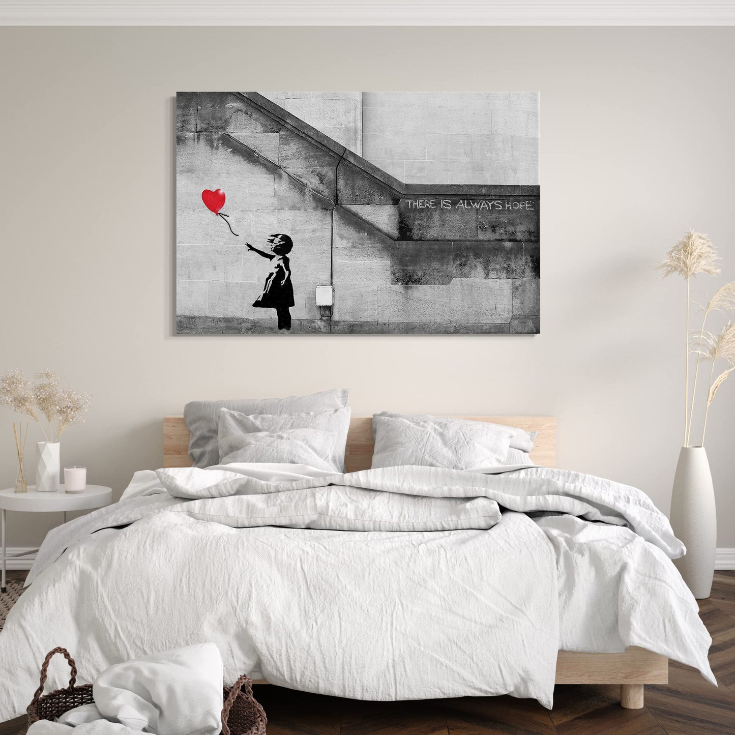 Printed Paintings Canvas (100x70cm): Banksy - Balloon Girl, girl with balloon always hope S