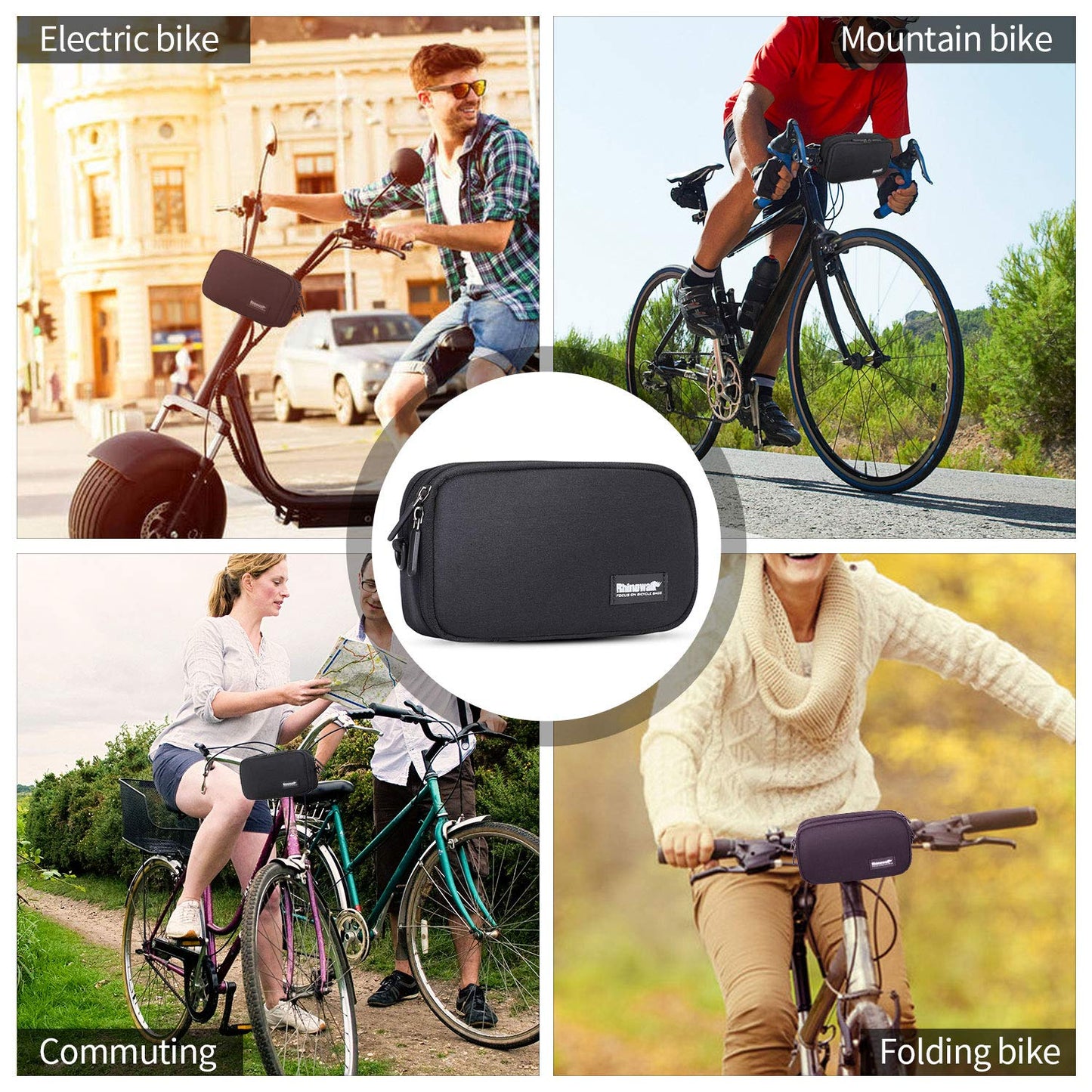 BAIGIO front pocket for bicycle, handlebar bag with rain cover, multifunctional, shoulder bag, crossbody bag