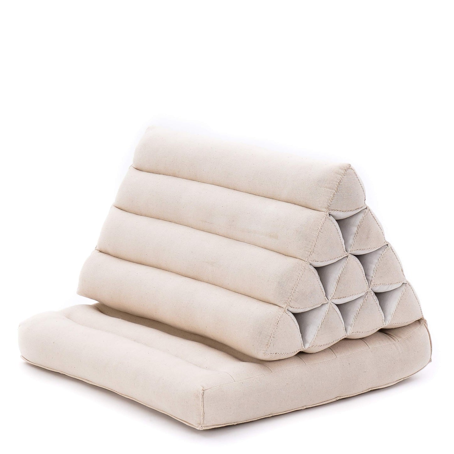 Leewadee Thai pillow foldable mattress, chill-out foldable mat, padded reading support floor lying mat with triangle pillow Thai mat, kapok, 75 x 50 cm, natural