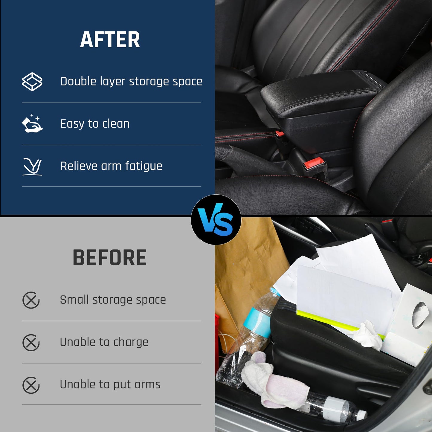 Double Layer Armrest Box for Suzuki Jimny 2019-2023 Center Console Storage Box with Cup Holder Armrest Accessory Black