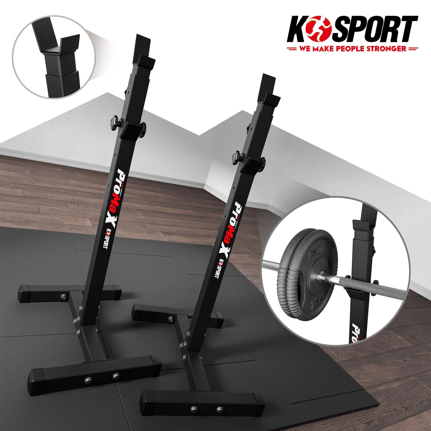 K-Sport: Barbell rack up to 180kg capacity I Squat rack for barbell training I Barbell stand for effective muscle training I Squat stand, including E-Book.