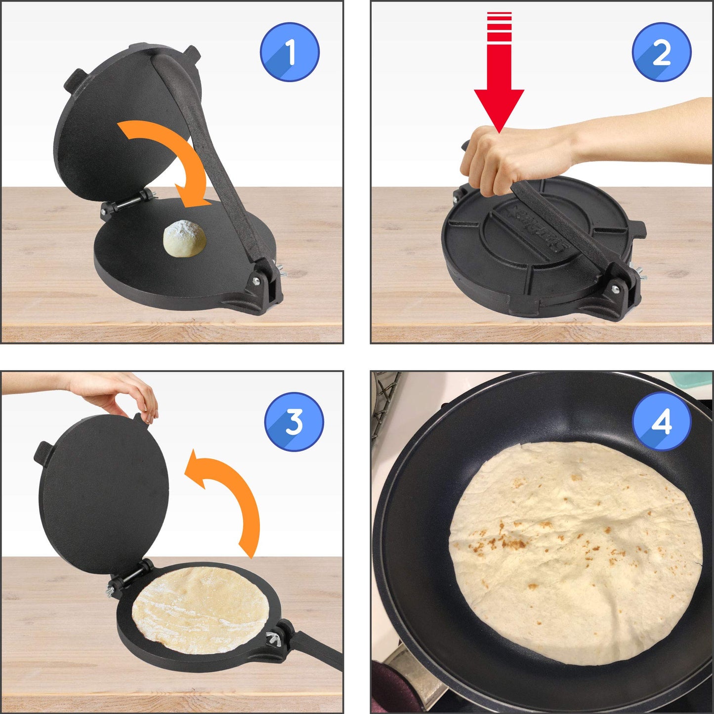 8-inch cast iron tortilla press