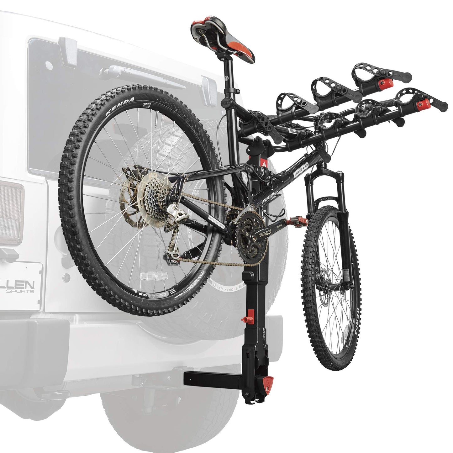 Allen Sports Premier 4-Bike Rack for 2-Inch Hitch with Spare Tire, Model 400QR, Black