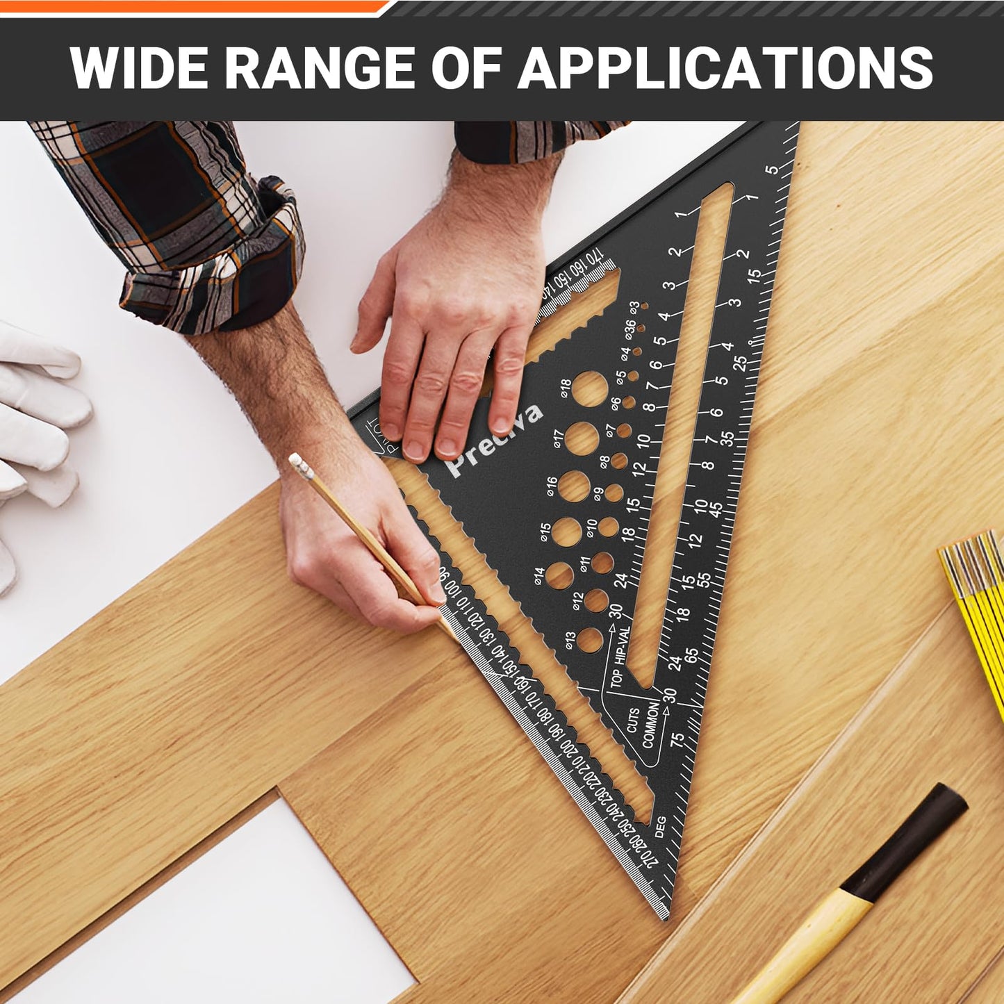Bevel protractor, carpenter's square, multifunctional metal aluminum square ruler angle guide 30cm carpenter's square joiner's square 45 and 90 degree angles marking gauge.