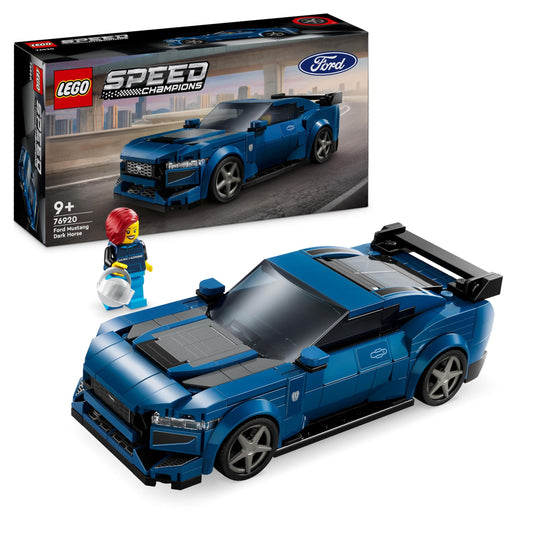 LEGO Speed Champions Ford Mustang Dark Horse sports car, car toy & Speed Champions Lotus Evija model car kit, car toy with cockpit for 2 figures