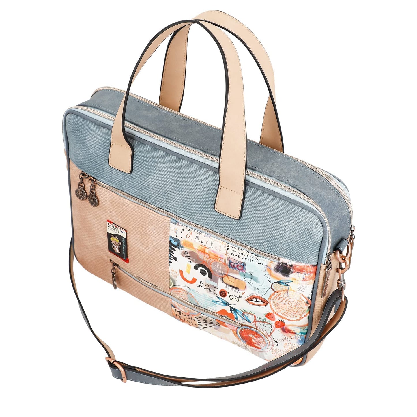 Anekke document bag collection Fun&Music made of faux leather with 2 handles and shoulder strap Dimensions 40 x 30 x 9 cm