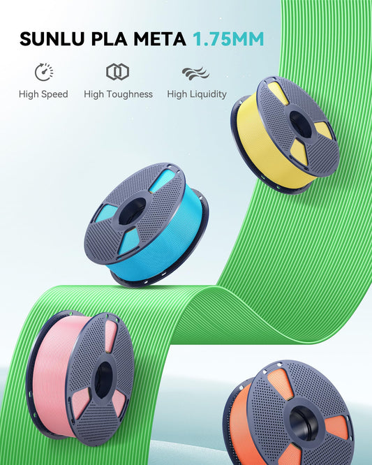 SUNLU High Speed PLA Metal Filament, 1kg PLA 3D printer filament 1.75mm, Stronger 3D printing filament, Dimensional accuracy +/- 0.02mm, Compatible with 3D FDM printers, 1kg spool (2.2 pounds), Black.