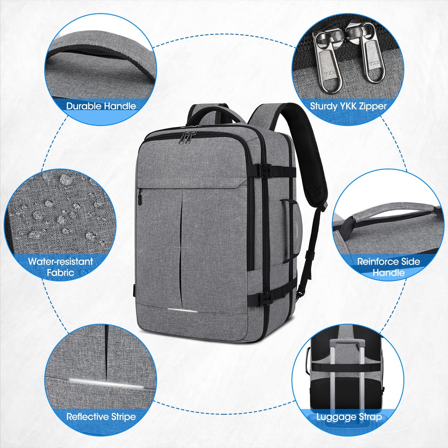 Lubardy Travel Backpack Men Women Carry-on Airplane Large Laptop Backpack 17 Inch Waterproof Weekender Business Daypack