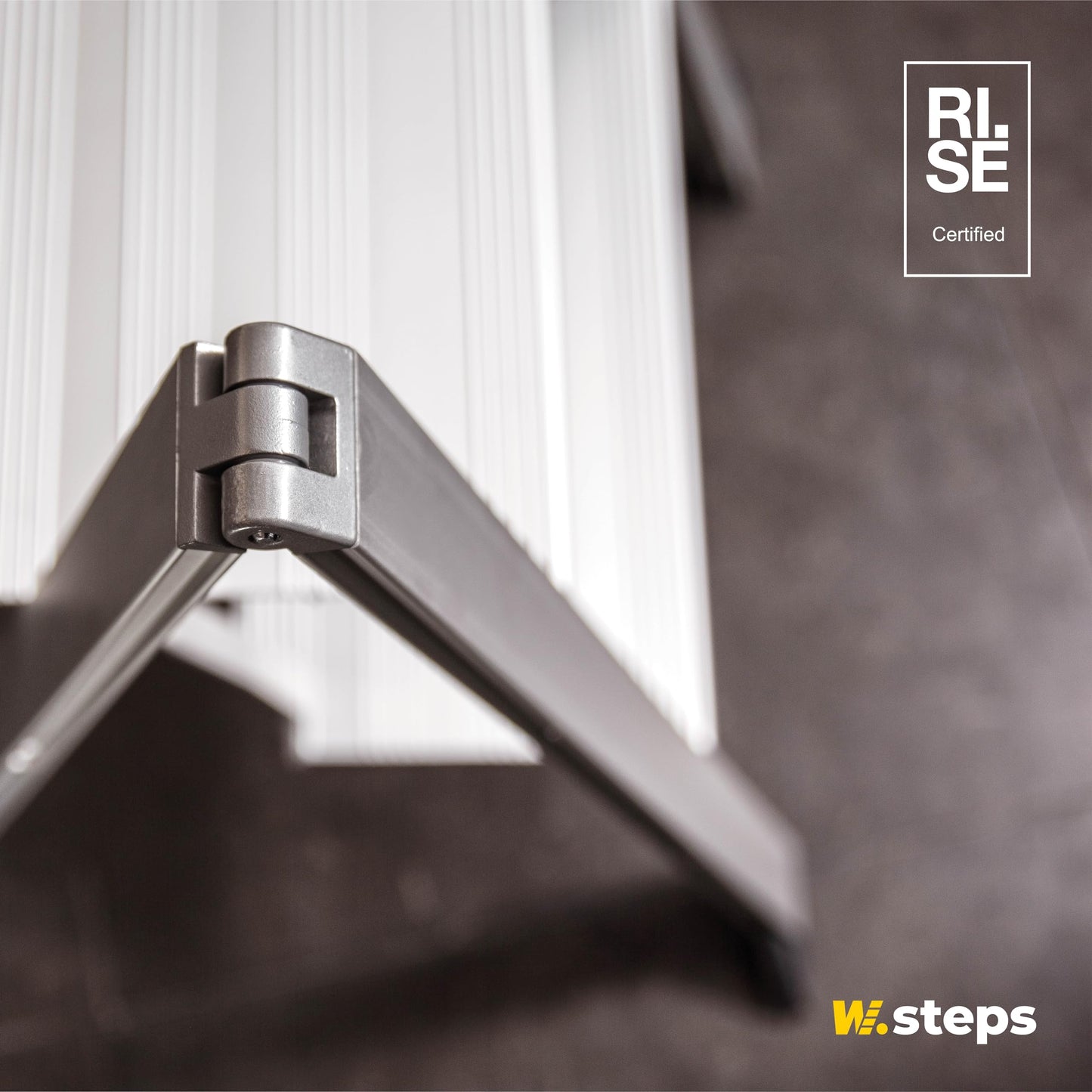 Aluminum folding step ladder Vikingstep Maxi by W.Steps 720mm high Load capacity up to 150kg Compact 2-step aluminum folding step ladder Only 35mm wide 728143