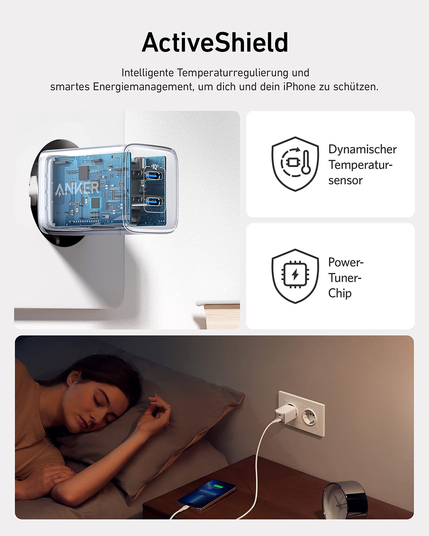 Anchor 521 Charger, Anchor Nano Pro, Compact 40W PIQ 3.0 Dual-Port USB-C Wall Charger, Compatible with iPhone 16/15/14/13/12 Series, iPad mini, MacBook Air, and more, Arctic
